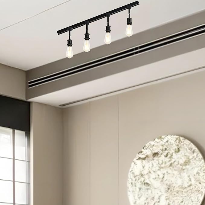 H Type Track Lighting Head to E26 Track Light Heads Modern Pendant Track Lighting Fixtures Ceiling for Kitchen, H Track Lighting Rail System Compatible, 4 Pack (No Bulbs)