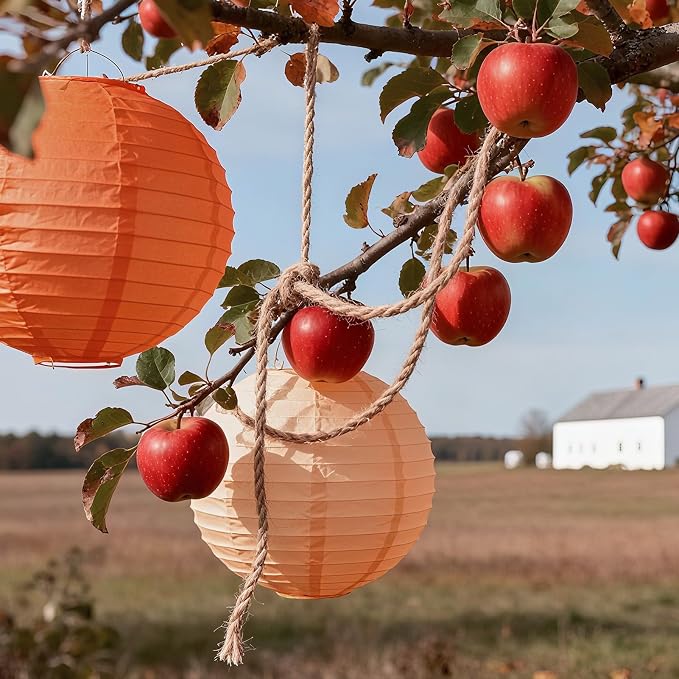 20Pcs Paper Lanterns, Orange and Peach Hanging Lantern for Rustic Party | 6"8"10" Round Paper Lanterns Decorations for Bridal Shower Wedding Engagement Birthday Baby Shower Home Classroom Decor