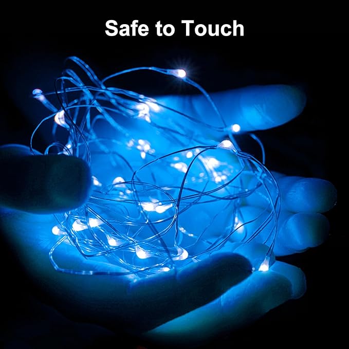 ZGWJ Fairy Lights Battery Operated, 8 Pack Blue Twinkle Mini String Lights 20 LED 7FT 3 Lighting Modes for Bedroom Decor, Easter, Halloween, Christmas, Party Wedding Indoor and Outdoor Decoration