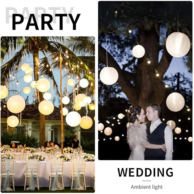 12PCS Paper Lantern Lights, Mini LED Battery Operated Lights, Hanging Decorative Lighting for Wedding, Party, Balloon, Lanterns, Floral, Last 48 Hours- Cold White