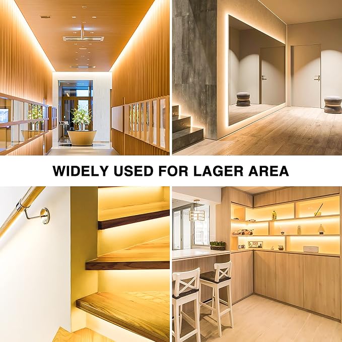 Onforu Warm LED Strip Lights, 65.6ft Dimmable Tape Light for Under Cabinet | 20M 6000K Flexible 12V Adhesive Ribbon Easter Rope Light for Kitchen, Bedroom, Home Decor