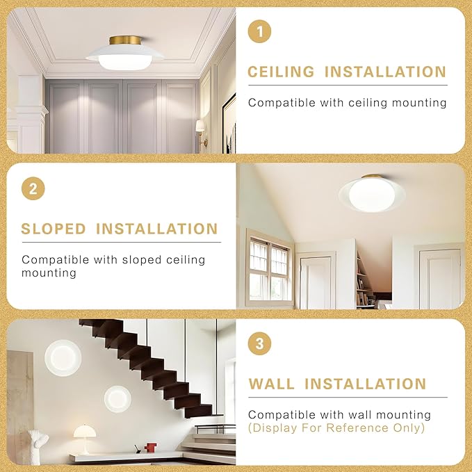 Modern LED Semi Flush Mount Ceiling Light Fixture,Round Matte White and Gold Close to Ceiling Lamp Flushmount Lighting Fixtures for Kitchen Master Bedroom Living Room Entryway,5000K,15.74 inch