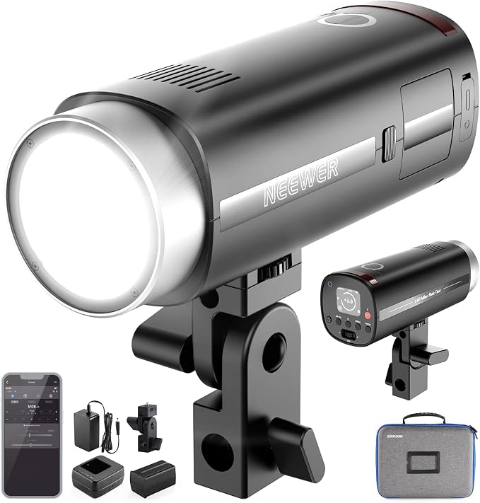 NEEWER 200Ws 2.4G TTL Outdoor Strobe Flash Compatible with Godox, 1/8000s HSS Portable Studio Photography Monolight with Modeling Light/3200mAh Battery/750 Flashes/1.5s Recycle, Q200