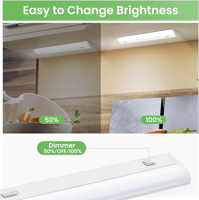 Under Cabinet LED Lights 24 Inch 15W 1350LM, 5 Color Temperature 2700K/3000K/3500K/4000K/5000K Dimmable Under Counter Lights for Kitchen, Under Cabinet Light Fixture Interconnection up to 20 Lights