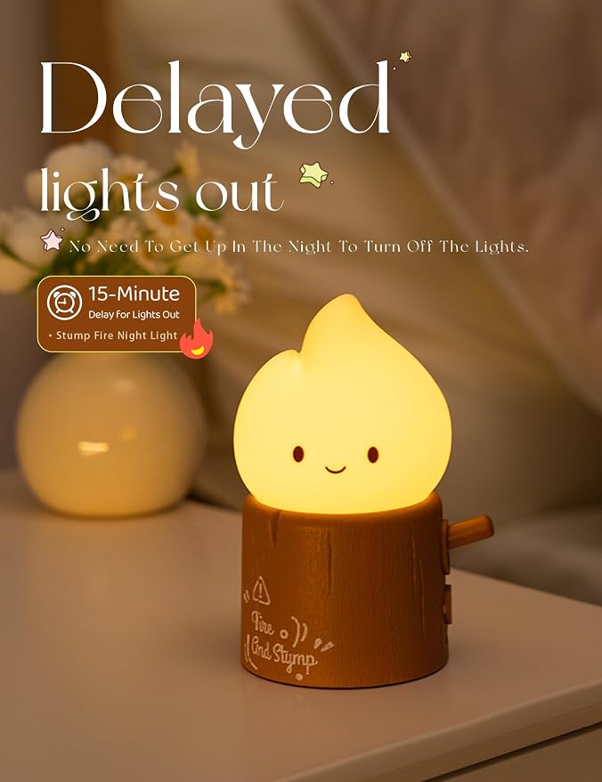 Emotional Support Flame Night Lamp, Fire with Positive Smile Candlelight Mood Light, Rechargeable Fake Candles Flickering, Cute Funny Gifts for Kids Childrens