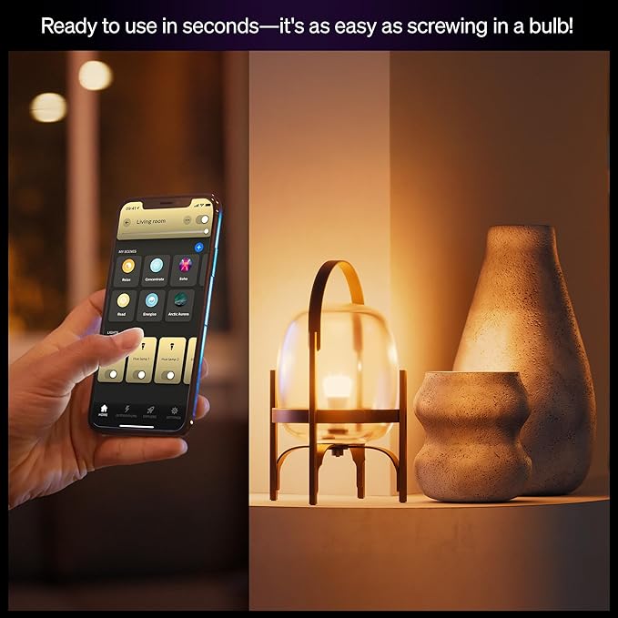 Philips Hue Smart LED A19 Bulb, White Ambiance, E26 Base, 9.5W, Full Spectrum Light 1000K-20000K, 1100 Lumens, Dimmable, Works with Alexa, Google, and Apple Home, 2pk