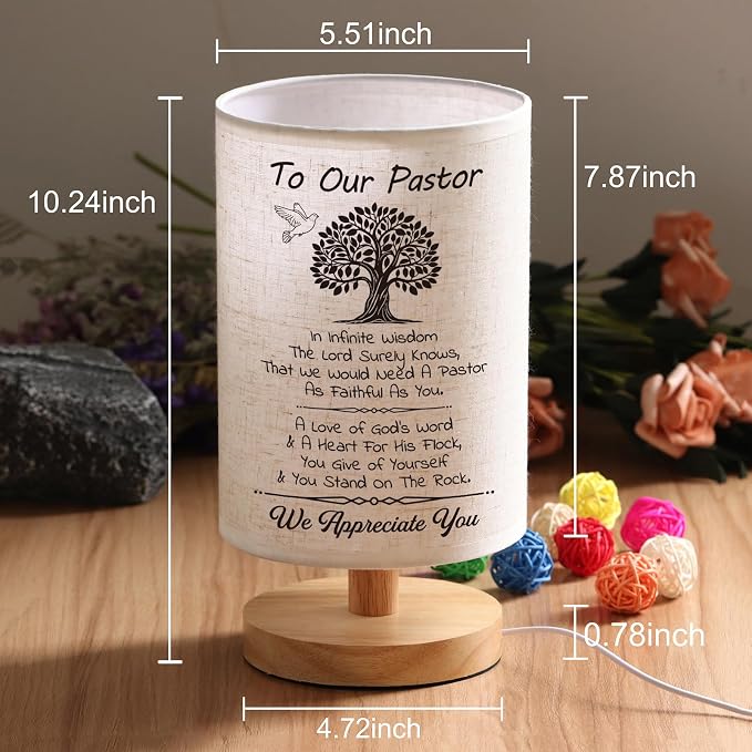 WSYEAR Appreciation Gifts - Unique Pastor Gifts for Pastor Day, Christmas, Birthday, Anniversary, Fathers Day, Fabric Bedside Decor Lamp
