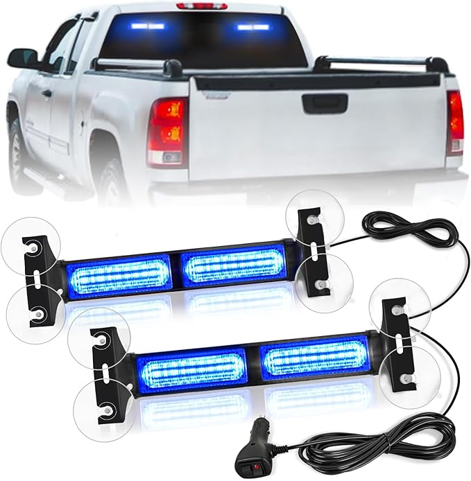 Nilight 40LED Blue Emergency Strobe Traffic Advisor Light Bar with Suction Cups Dash Safety Warning Hazard Flashing Lights Interior Front/Rear Windshield for Trucks Construction Vehicles | with Suction Cups Dash Safety Warning Hazard Flashing Lights In...