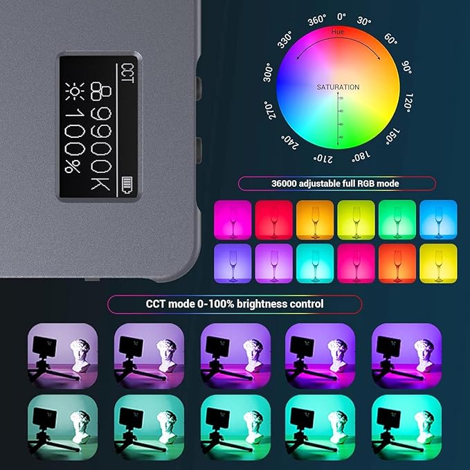 P96L RGB Video Light by SmallRig, Portable Metal LED Camera Light, 2500-8000K, 21 Effects, CRI 96+, OLED Display, Photo and Video Lighting, Long Battery Life, Fits Phone and Camera