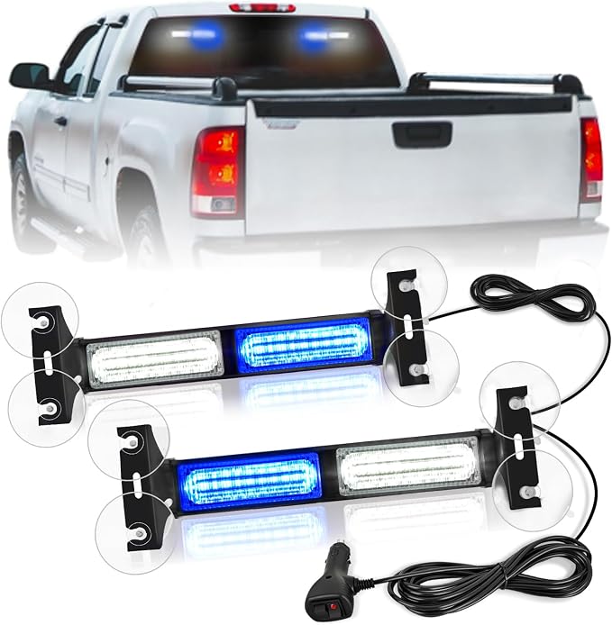 Nilight 40LED Blue White Emergency Strobe Traffic Advisor Light Bar with Suction Cups Dash Safety Warning Hazard Flashing Lights Interior Front/Rear Windshield for Trucks Construction Vehicles | with Suction Cups Dash Safety Warning Hazard Flashing Lig...
