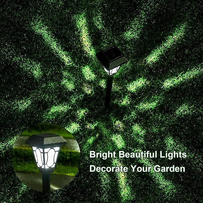 12 Pack Solar Lights with Cute Light Patten, 3 Lumens Cool White Led, for Pathway,Path, Patio, Yard, Driveway, Walkway, Lawn and Garden