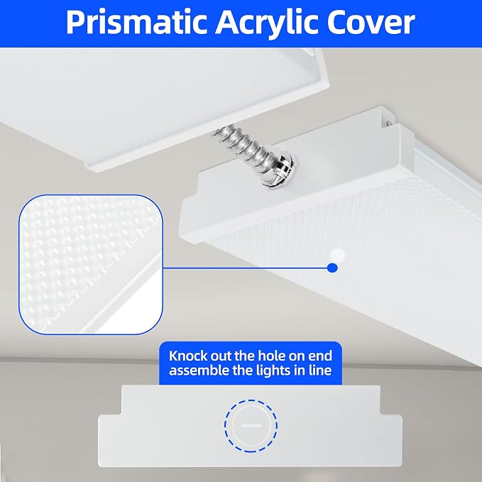hykolity 4FT 7" Width LED Wraparound Light with 3 Wattages/3 CCT Selectable | 4 Foot LED Wrap Light Fixture Flush Mount, Hardwired, Replaces 2 Lamp 32W Fluorescent, for Office Ceiling Light, ETL,1 Pack