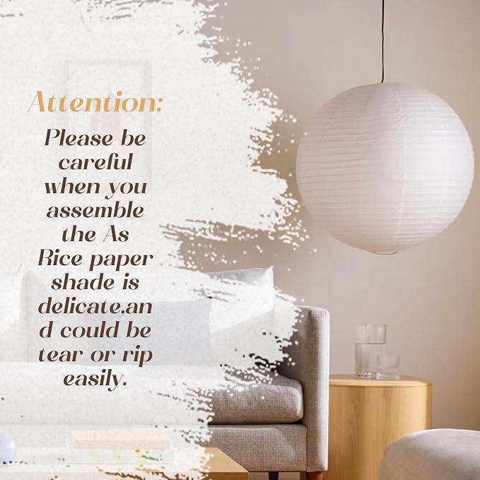 Plug in Pendant Light, 19.7“ Paper Lantern with 14.5ft Cord | Hanging Lamp Plug in, Lantern Lamp for Bedroom Living Room Dining Room, No Hard Wiring Needed, E26 Bulb Base