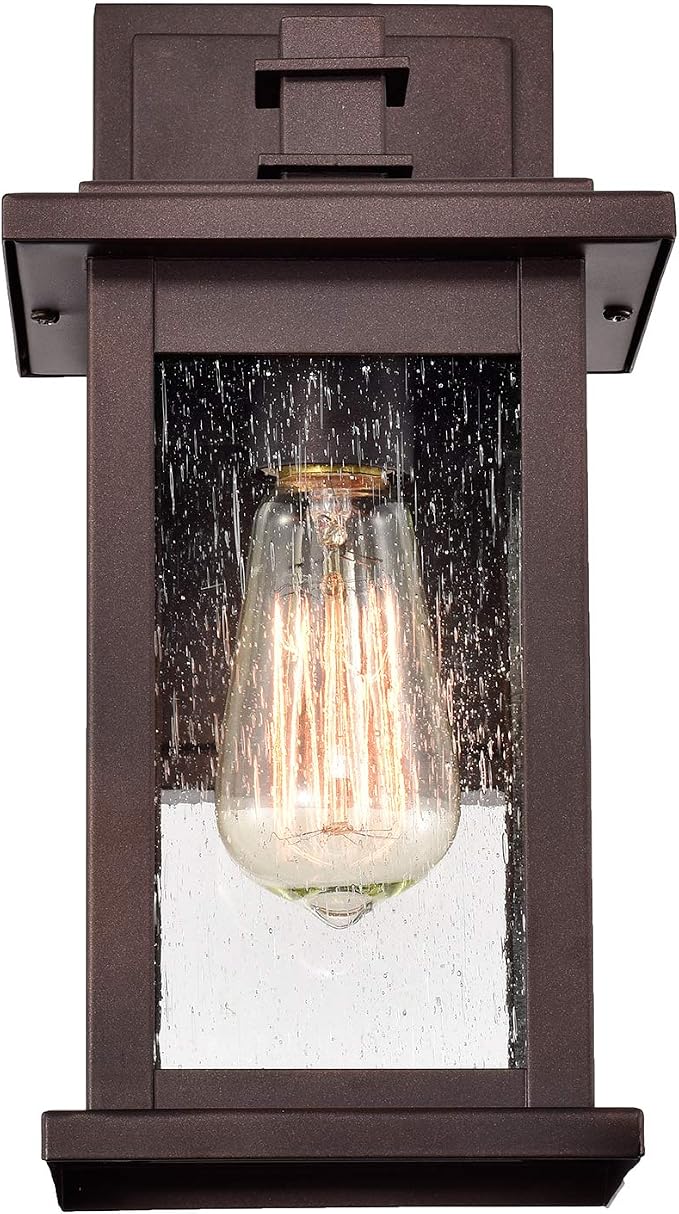 MICSIU 12 Inch Industrial Outdoor Wall Sconce, Oil Rubbed Bronze | No Assembly Required Outside Single Light, Vintage Exterior Lght for House, Front Door, Entryway, Patio, Porch