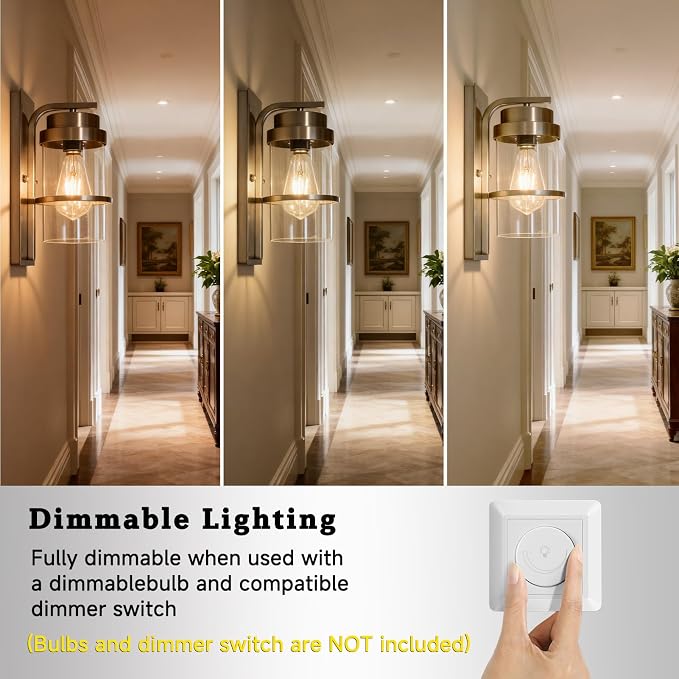 Brushed Nickel Modern Wall Sconces,Bathroom Light Fixture,10.2 in | E26 Base,modern wall sconces for hallways,stairs,bedroom,beside lights wall mounted