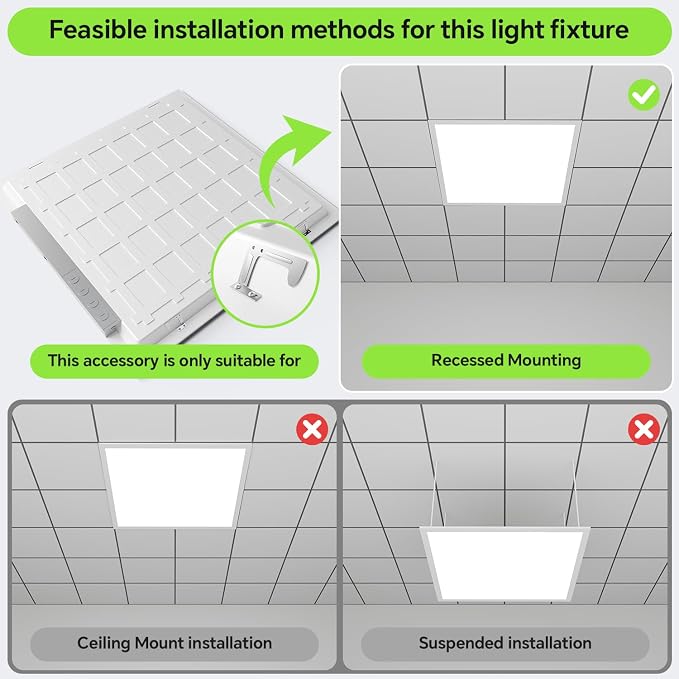 6Pack 2x2 LED Light Flat Panel,40/35/30/25/20W,5 Color Temps 2.7K/3K/3.5K/4K/5K,Dimmable (0-10V) Recessed Drop Ceiling Lights,5200 LM Fixture Flush Mount Ceiling for Office Kitchen Garage ETL Listed
