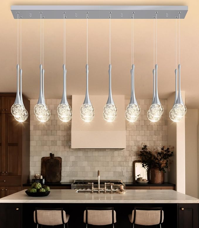 16 Lights Modern Glam Crystal Chandelier for High Ceiling LED Dimmable Pendant Light for Staircase Foyer Enterway Living Room Chandelier Lighting Silver