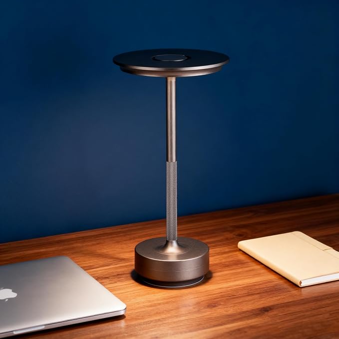 UdoUto 2-Pack Cordless Table Lamp Rechargeable-Coffee | 5000mAh Battery Operated, LED Table Light with Touch Stepless Dimming, Portable Metal Outdoor Lamp for Patio,Living Room