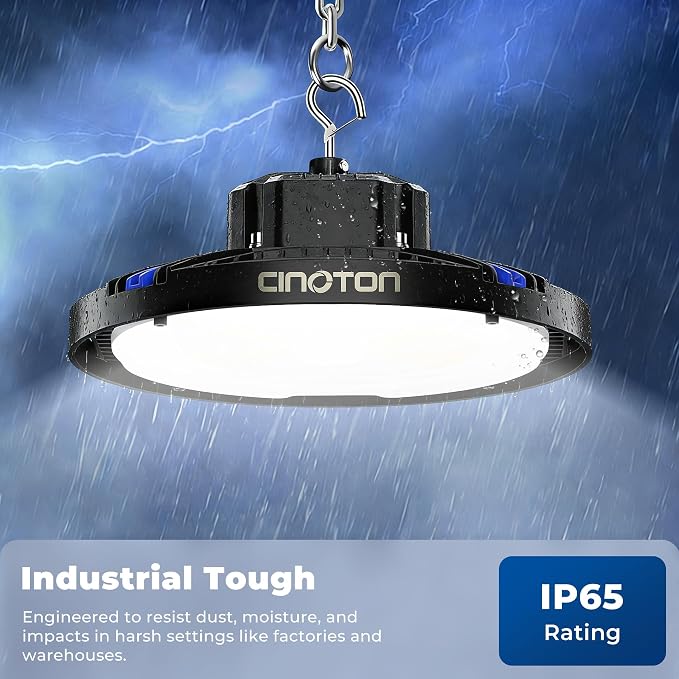 CINOTON Smart 210W 29400LM UFO LED High Bay Shop Light, ETL Listed 1 Pack | Remote/APP/Alexa Control, 120-270V US Plug 2700K-6500K 1-100% Brightness Stepless Dimm Aluminum Fixture for Garage Auto Shop