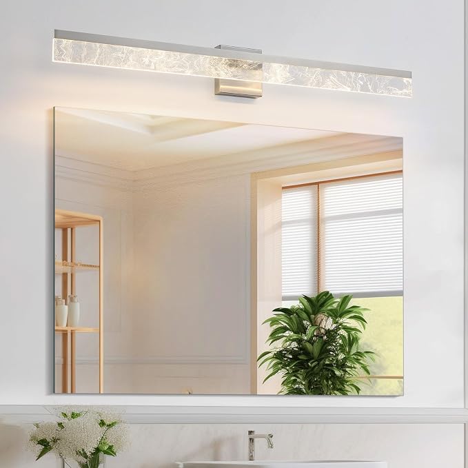 AIJIASI 39 Inch Brushed Nickel Vanity Light Fixture, 28W Dimmable LED for Bathroom Above Mirror, Modern Wall Mount Lighting 3000K