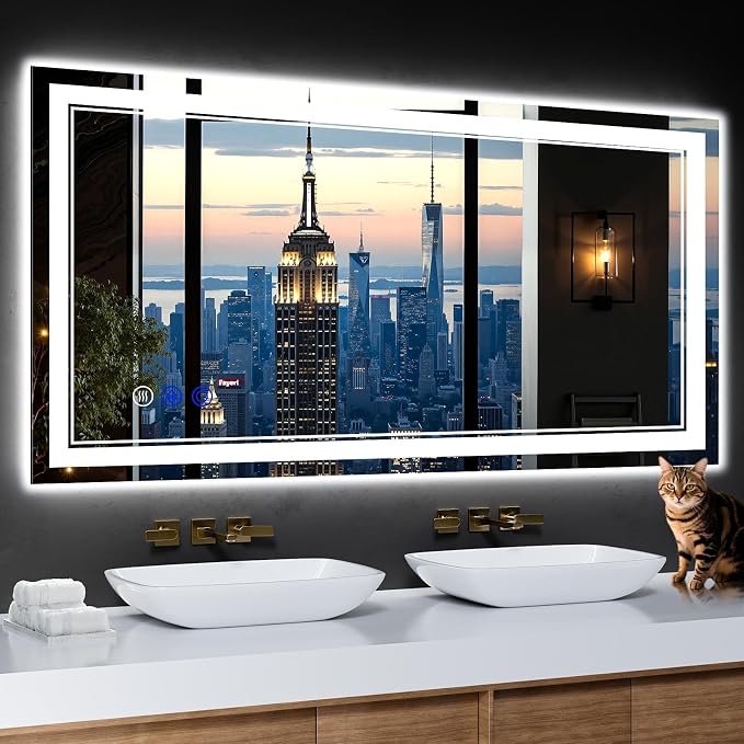 48"x24" LED Bathroom Mirror with Lights,Anti-Fog,3 Color Modes