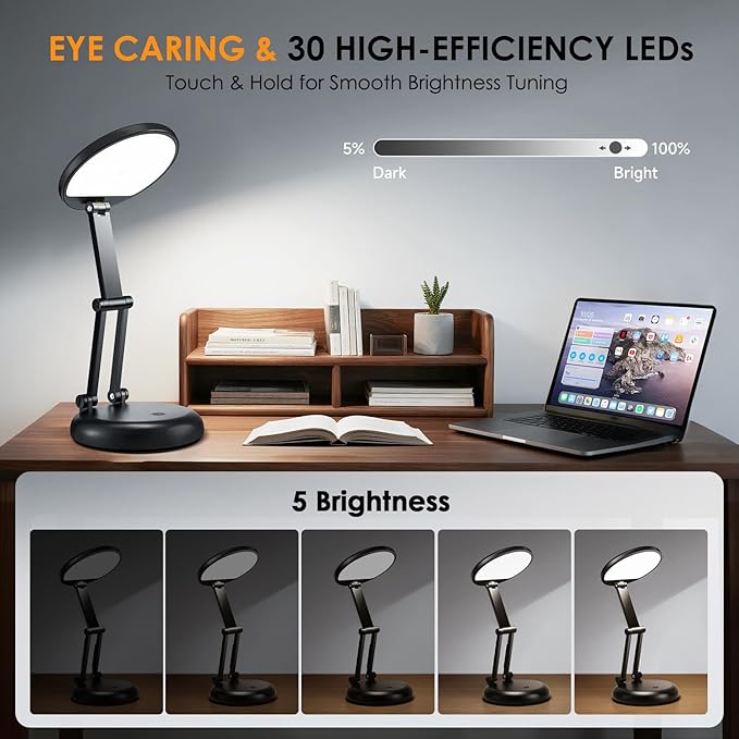 One Fire Cordless Lamp, 3600mAh Battery Operated Lamp, Rechargeable Lamp | 3600mAh Battery, 200H Use, 10 Brightness Levels, Foldable Design, Wireless Portable Light, Memory Function