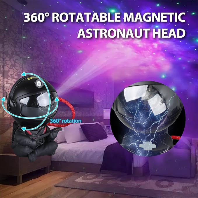 YXQUA Astronaut Galaxy Star Projector for Kids, Black Guitar | 8 Modes, Remote, 270 Degree Rotation, Night Light, Nebula Projection, Bedroom, Home Theater, Party, Birthday Gift