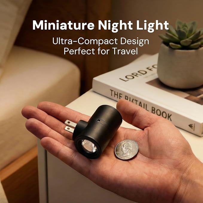 L LOHAS LED Night Lights Plug into Wall,Light Sensor, Projector Night Light | 180°Rotating Nightlight,10/50/100LM Dimmable,Soft White,Dusk to Dawn,Ambient Lighting Mini for Bathroom,Decor,Kids,Gift,1Pack