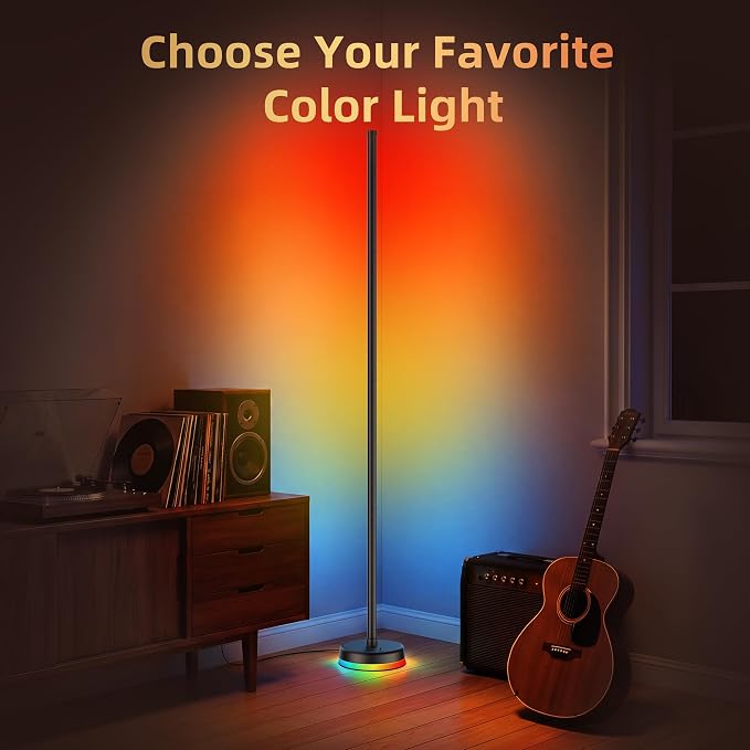 AOC LED Floor Lamp, 2Packs RGBICWW Corner Floor Lamp with Glowing Base | App & Remote Control, 160 Million Colors, 68+ Scenes Color Changing, Ambient Lighting for Bedroom Living Room Home Office