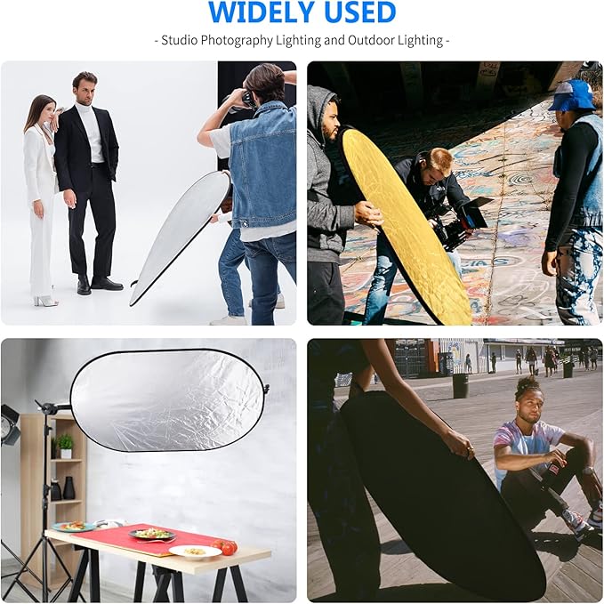 NEEWER 31"x47"/80x120cm Light Reflectors for Photography, Portable 5 in 1 Collapsible Multi Disc with Bag - Translucent, Silver, Gold, Black, White Diffuser for Studio and Outdoor Lighting