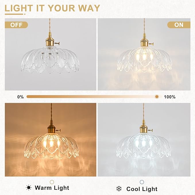 Plug in Pendant Light Fixtures, Hanging Light Fixture Glass Pendant Light, Vintage Transparent Hanging Lamp, Pendant Lighting for Kitchen Island, Bedroom, Dining Room, Living Room