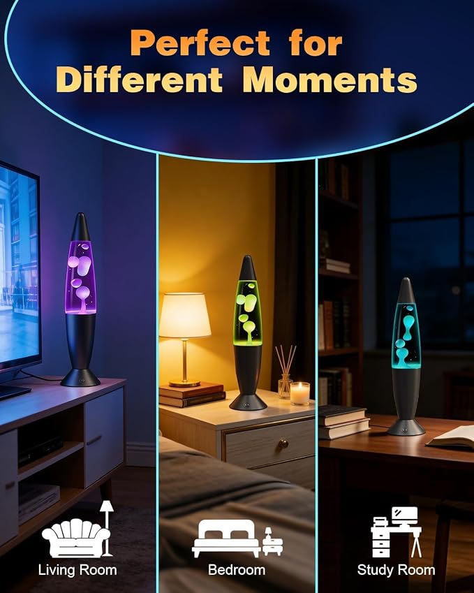 13.5 Inch Liquid Motion Lamps LED, 17 Colors Changing Night Light Table Lamp with Remote Giant Relax Mood Classic Cool Nightlight for Adults Boy Girl Room Home Bedroom Decor, Black
