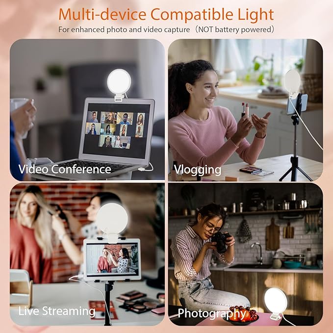 Upgraded Full Screen Ring Light 60 LED Side Emitting Anti-Glare Clip-on Light for Phone iPhone Computer Laptop Monitor, 3 Light Modes for Live Streaming, Selfie, Zoom Video Conference,TikTok