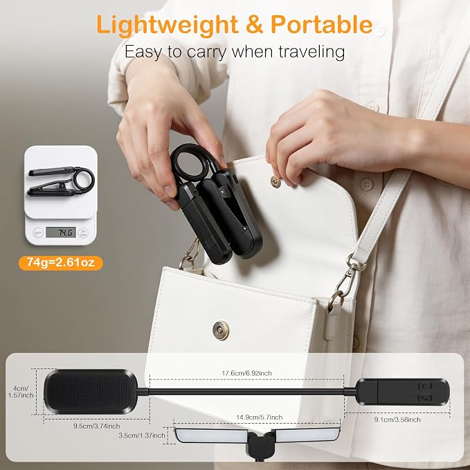 18 LED Rechargeable Book Light for Reading in Bed, Reading Light for Night | Eye Caring 3 Color Temps, Stepless Dimming, Brightness Memory, 70 Hrs Runtime, Clip on Light for Book Lovers Gift, Black