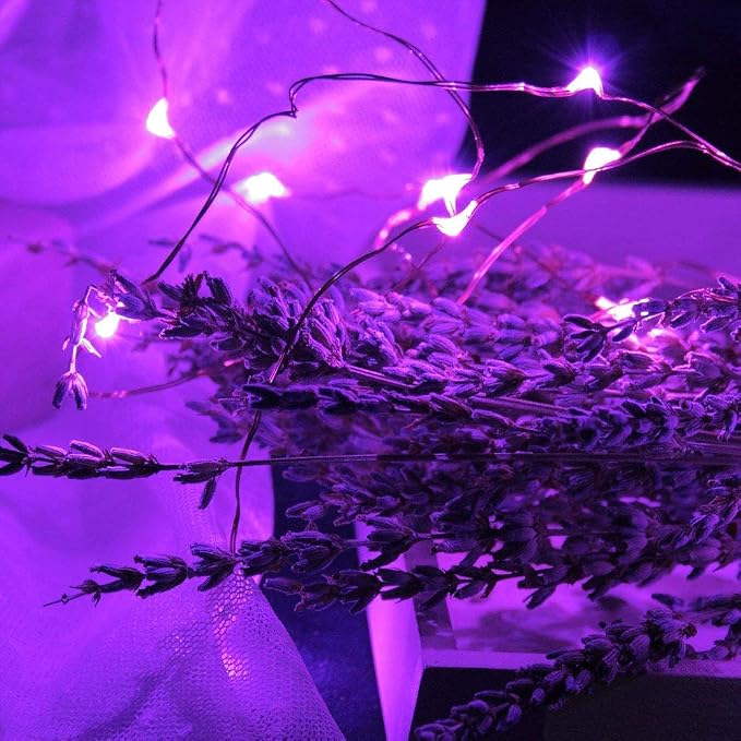 16 Packs Fairy Lights Battery Operated(Batteries Included),10.2FT 30LEDs Copper Wire Firefly Lights,Mini Starry String Lights for Mason Jars Wedding Party DIY gift Christmas Decor (Purple Fairy Light)