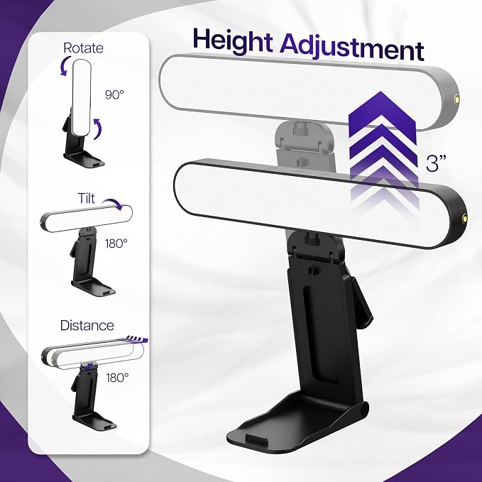 Webcam Light for Streaming on Monitor or Laptop, Freestanding Video Conference Lighting, USB-C Connectivity, Remote Control Included, Black, LF-WL1