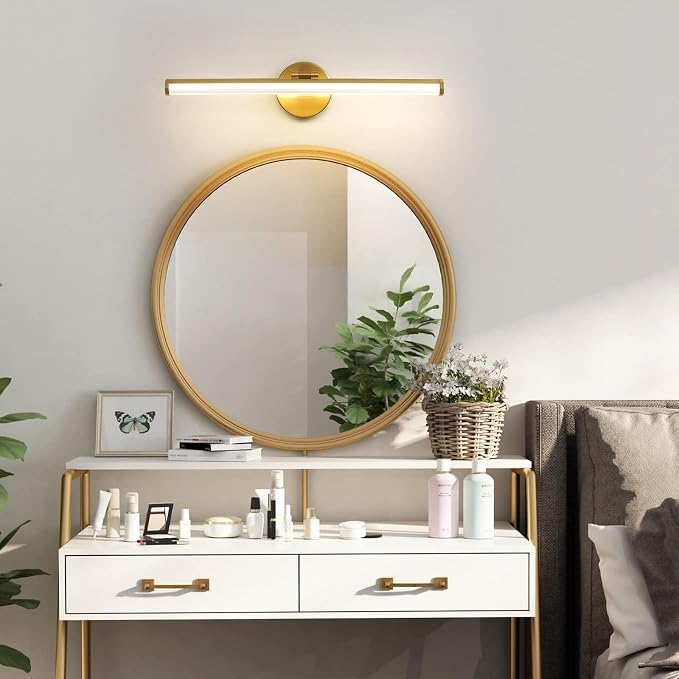 KAISITE Bathroom Light Fixture Over Mirror - Gold Vanity Light Fixture 15W 5CCT Angle Adjustable 22 Inch LED Dimmable Modern Vanity Light Bar for Bedroom Living Room Bathroom