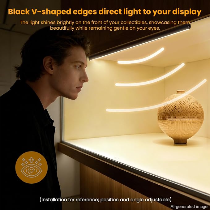 Black Shelf Lights, LED Bookcase Lighting Compatible with Alexa, WiFi Dimmable 2700K Under Shelf Lighting for Bookshelf, Display Case, Cabinets with App, Remote, Memory Function (4Pack 12In)