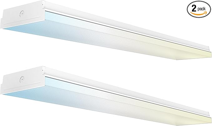 Sunco Garage Lighting, LED Shop Lights for Workshop 4ft, 8 Inch Width Warehouse Industrial Prisma Wraparound, 7200 LM, 60W, Selectable CCT 4000K/5000K/6000K, 120V-277V, Non-Dimmable ETL 2 Pack
