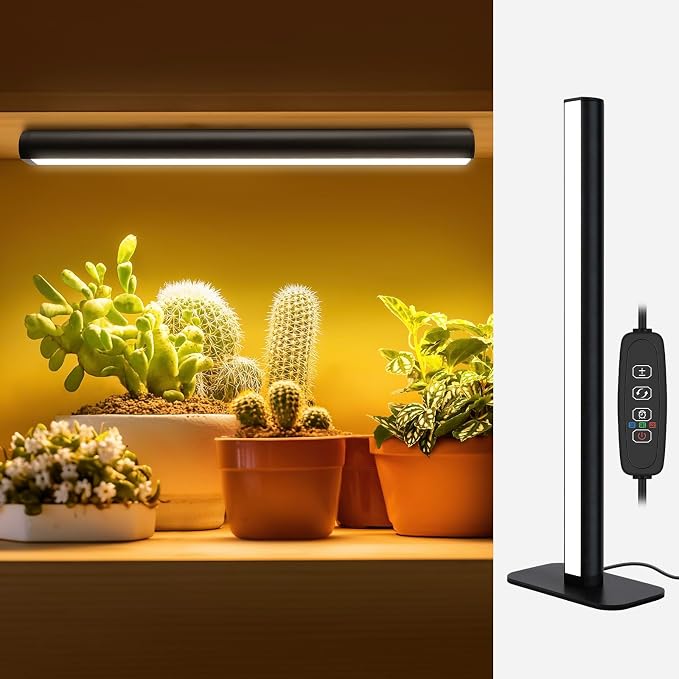 Grow Lights Indoor Plants, 20W 169 LED Full Spectrum with Timer | Hanging Plant Growth Light with Adjustable Dimmable On/Off Switch,16.8in Height Stand Vertical Lamp for Seed Starting Growth