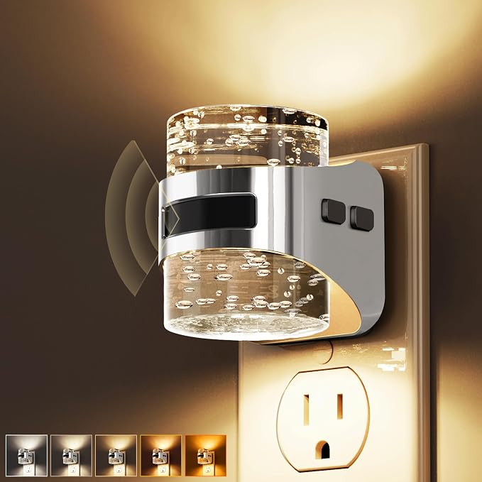 L LOHAS LED Motion Sensor Night Light,5CCT Night Lights Plug into Wall | 2 Pack Color Temperature Change Night-Light,Acrylic Bubble Dimmable Nightlight with Dusk to Dawn Sensor for Bathroom Hallway