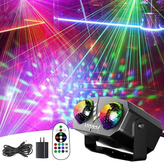 Party Disco Strobe Ocean Star Projector Dj Dance Light | Sound Activated with Remote Control Stage Rave for Parties Bar Birthday Wedding KTV Christmas Halloween Dancing Décor.