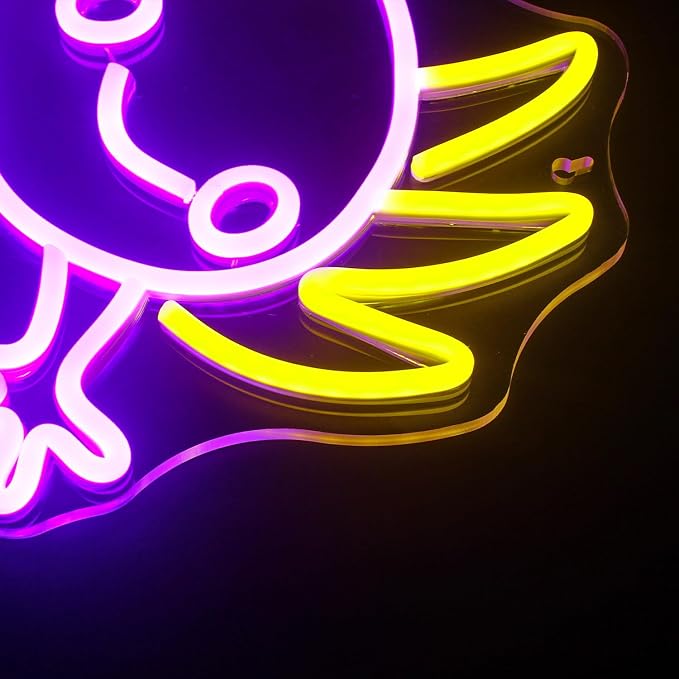 LUCUNSTAR Axolotl Neon Sign Anime Neon Signs for Wall Decor Man Cave Axolotl Decor for Men Neon Light for Wall Anime Kawaii Led Decor USB Powered Led Animal Signs for Home Wall Decor Boys Room