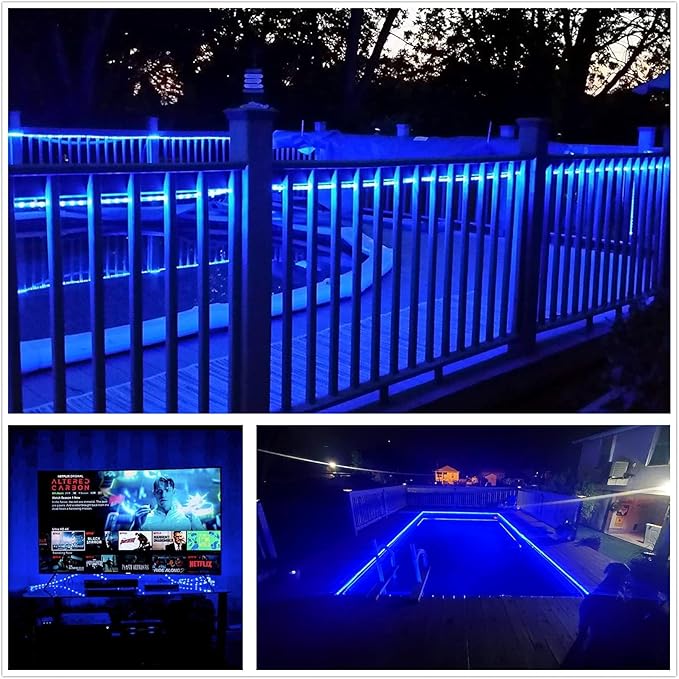 LED Rope Lights, 100ft 110V Waterproof Rope Lights for Outside, Outdoor String Lights, Ideal for Eaves, Backyards Garden, Christmas Decoration(Blue)