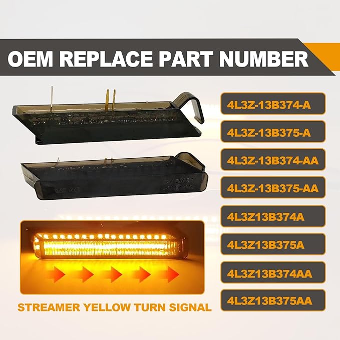 2pcs Sequential Right Left LED Side Mirror Turn Signal Light Smoked Lamps for 2004-2014 Ford F150 Expedition Lincoln Mark LT Amber Flowing led Lights