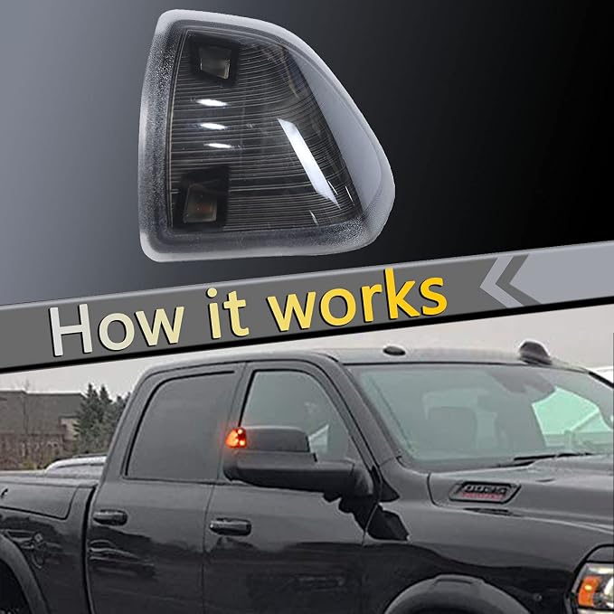 LED Side Mirror Turn Signal Light Two Wire Left Driver Right Passenger Lamps Smoked Cover Lens Compatible with Dodge Ram 1500 2500 3500 4500 5500 2010-18 2Pcs 68302828AA 68302829AA