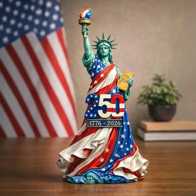 4th of July Decorations Gifts 2D Acrylic Statue of Liberty Shaped Tabletop Sign Designs 250th Anniversary Statue 1776-2026 Patriotic Desk Plaque for Living Room Book Shelf Cabinets Table Ornaments