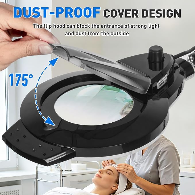 KIRKAS 12X LED Magnifying Lamp with Clamp, 2,200 Lumens Dimmable Bright | 35in Adjust Swivel Arm Magnifying Glass with Light for Repair Reading Craft Needlework Hobby Workbench Magnifier Dust Cover