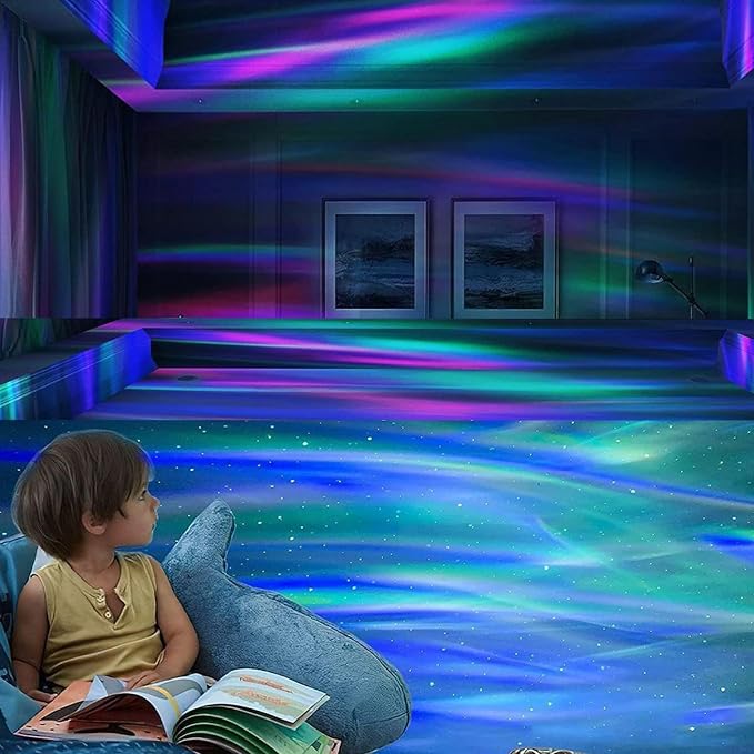 2 in 1 Northern Lights and Ocean Wave Projector with 14 Effects of Galaxy Light for Game Rooms, Parties, Light Projector for Bedroom, Compatible with Lava Lamps and Night Light Decorative Effects