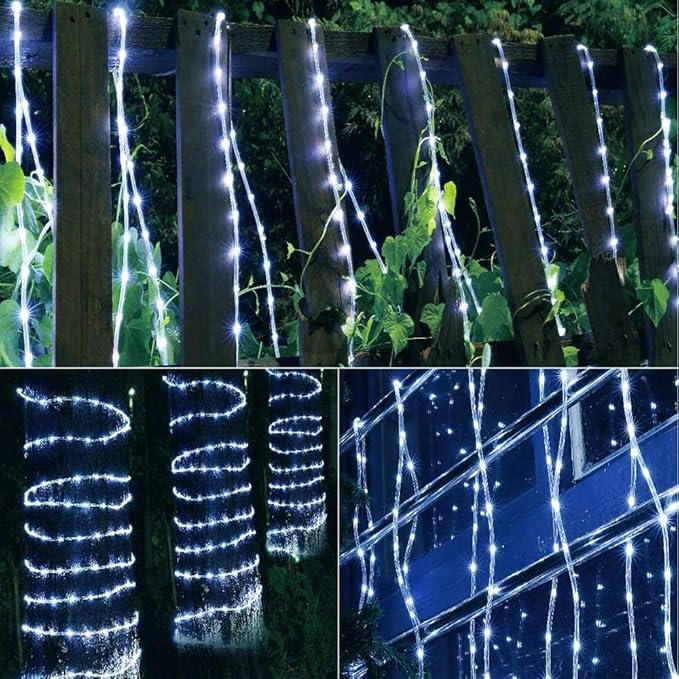 7/16" Rope Lights, 6.6ft 2-Wire Waterproof LED Rope Light Kit, 110V-120V PVC 30 LED/M Tube Lights Strip for Background, Outdoor, Christmas, Home Decoration(White)